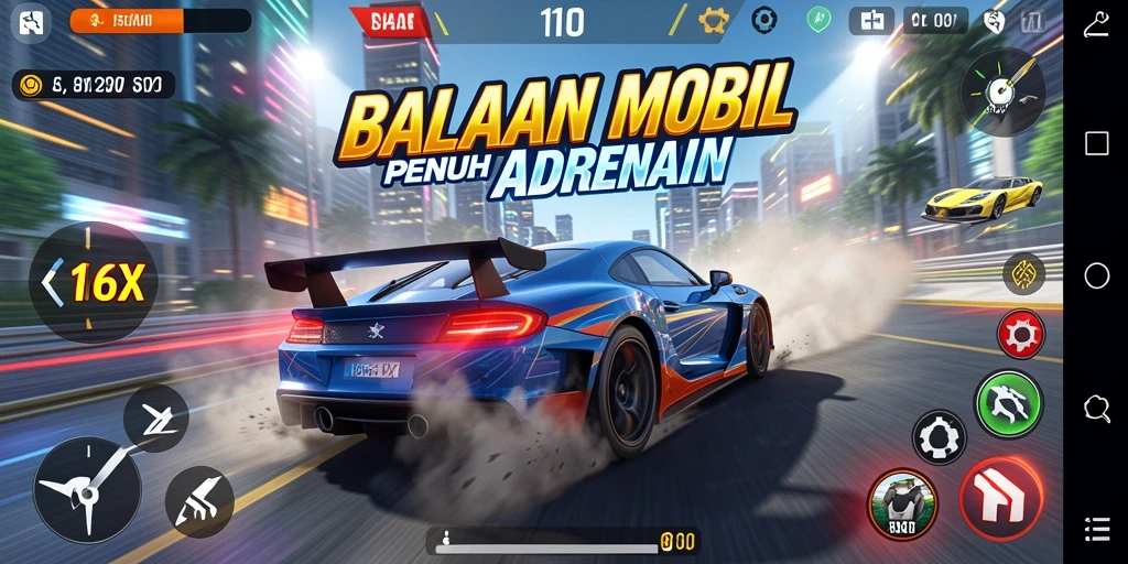 Gameplay balapan mobil yang seru dan mendebarkan.