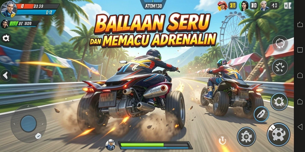 Tampilan gameplay balapan yang mendebarkan di ATOM138.
