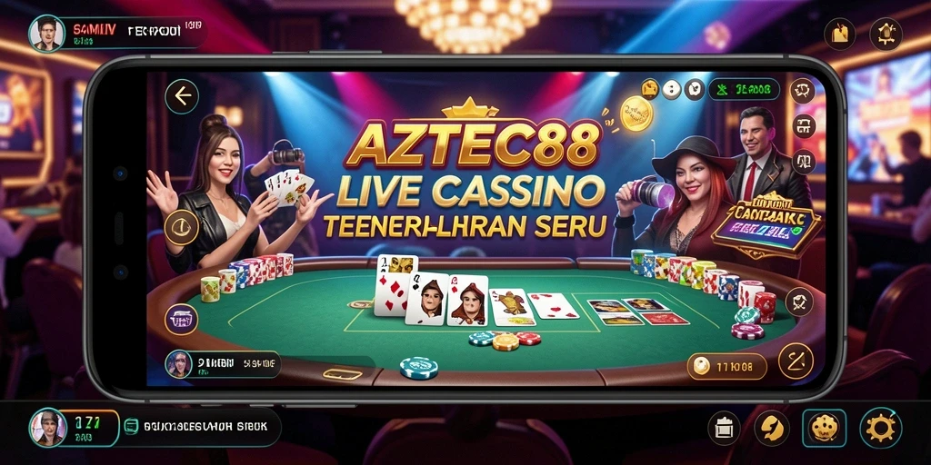 Screenshot gameplay Live Casino AZTEC88 menampilkan dealer yang sedang beraksi.