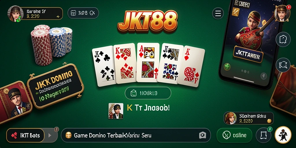 Screenshot JKT88 menampilkan gameplay seru permainan Domino.