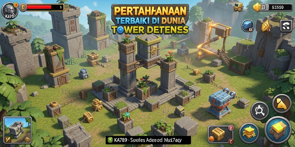 Screenshot gameplay KA789 menunjukkan aksi menara pertahanan yang mendebarkan.