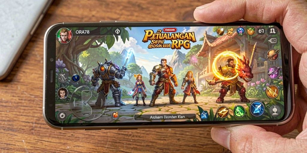 Tangkapan layar utama ORA78 menampilkan aksi seru dalam dunia RPG.