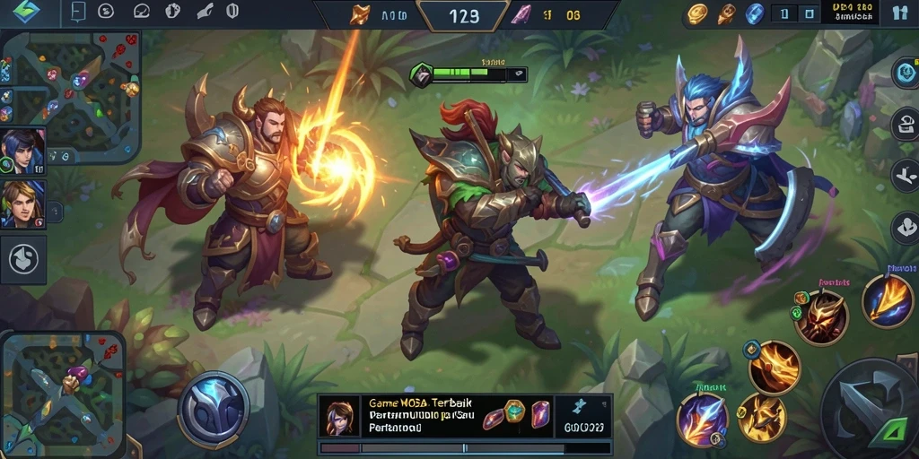 Tampilan gameplay seru PP123 dalam aksi pertempuran strategis MOBA.