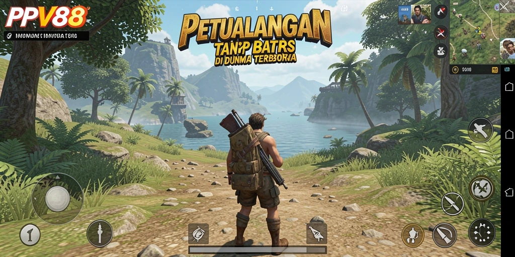 Screenshot utama gameplay PPV88 yang menunjukkan dunia terbuka yang luas.