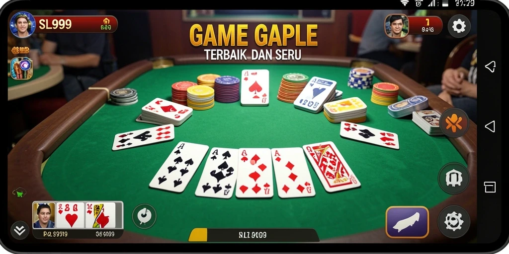 Screenshot Game SL999 menampilkan suasana bermain Gaple yang seru.