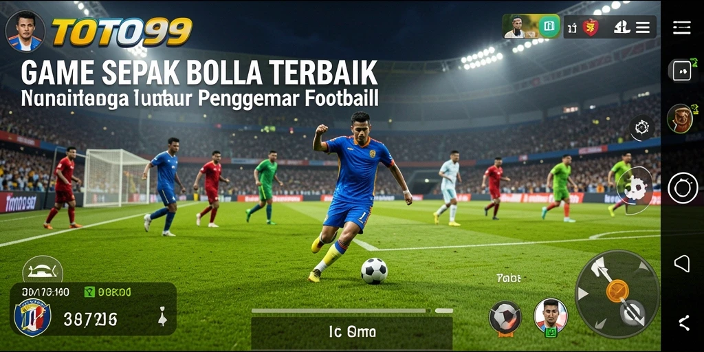 Tangkapan layar utama TOTO99 menampilkan aksi pertandingan sepak bola yang seru.
