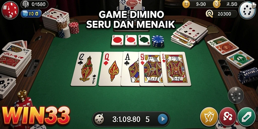 Tampilan gameplay WIN33 yang menarik dengan elemen Domino.