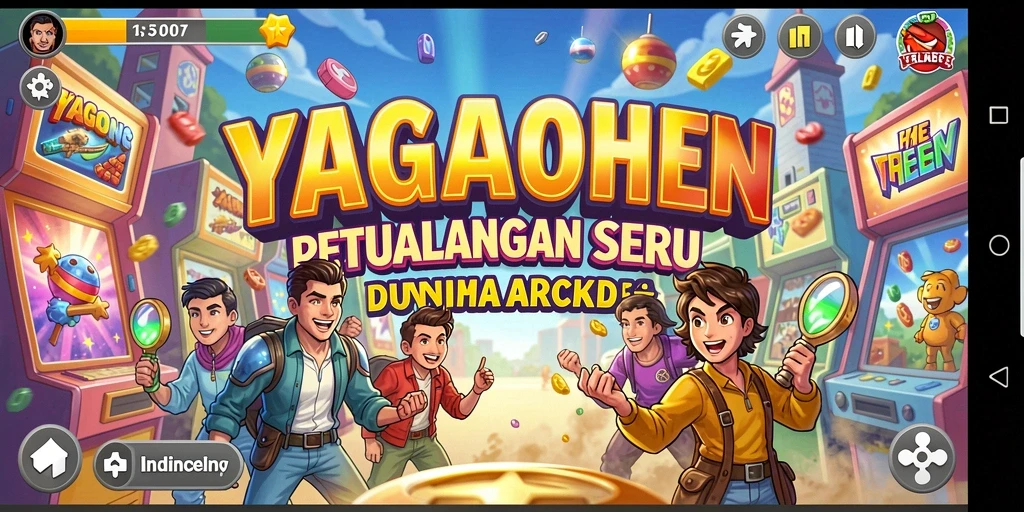Tangkapan layar YAGAOHEN yang menunjukkan aksi bermain arcade yang seru.